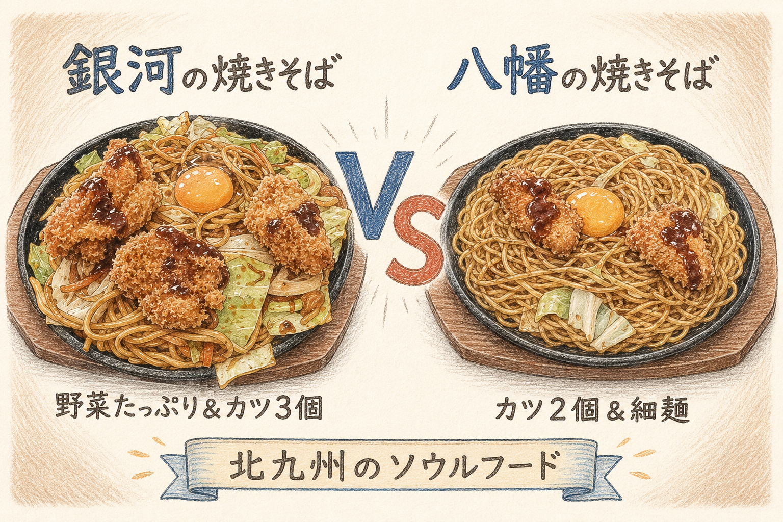 【北九州グルメ】「銀河のチャンポン」「八幡のチャンポン」カツのせ焼きそば徹底比較！