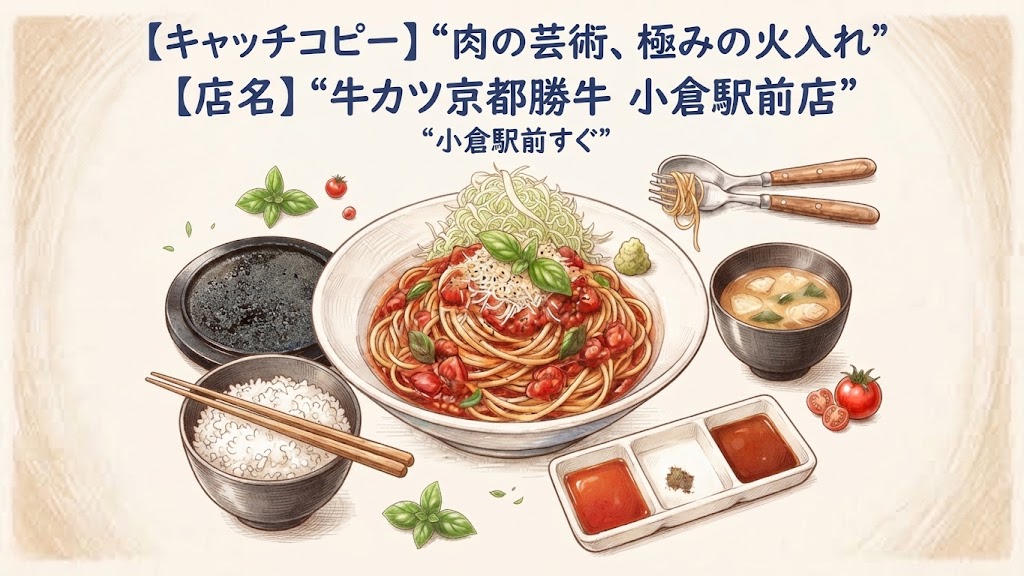 これが噂のジェミニ画伯による『牛カツ(?)』のイメージ。主役はトマトパスタで、ご飯とお味噌汁付きという衝撃的な仕上がり